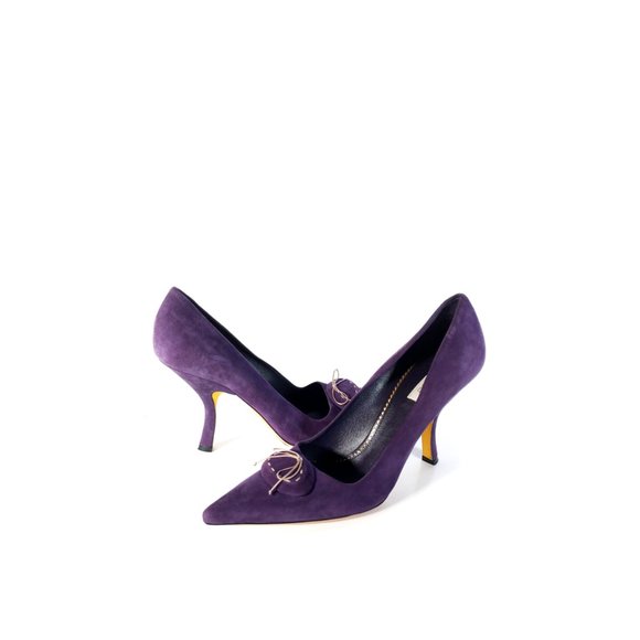 PRADA SHOES Womens 37 PURPLE Suede Pumps Heels Size 7 - Picture 7 of 10